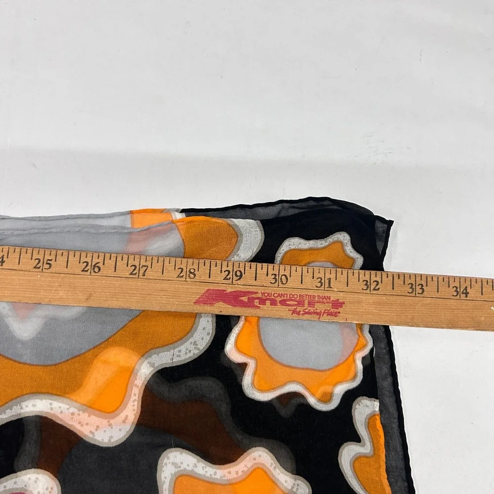 Diane von Furstenberg Silk Scarf Large 64X36 Floral Wrap Black Orange Retro Chic